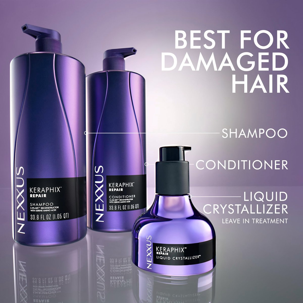 Nexxus KERAPHIX Liquid Crystallizer Hair Strengthening Treatment Leave-In for Damaged Hair, 3.3 fl oz Avelisse