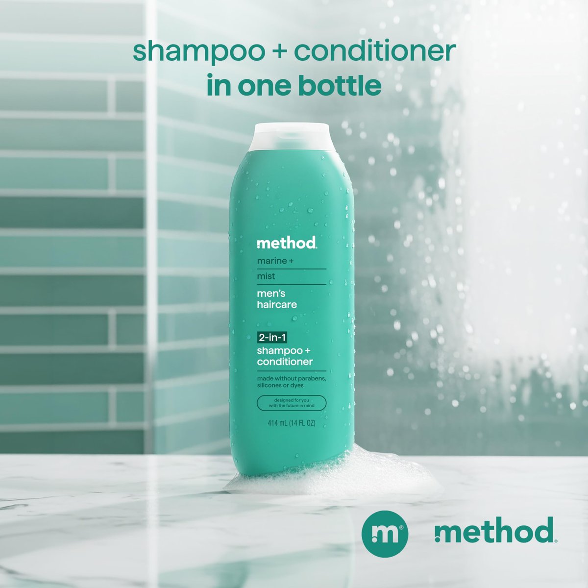 Method Men 2-in-1 Shampoo and Conditioner, Marine + Mist, 14 oz – Cleans and Conditions with Argan and Jojoba Oil, Paraben Free - görsel 15