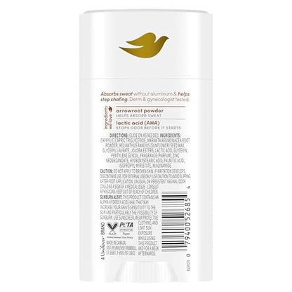 Dove Whole Body Deo Aluminum Free Anti-Chafe Deodorant Stick for Women, Coconut Vanilla, 2.4 oz