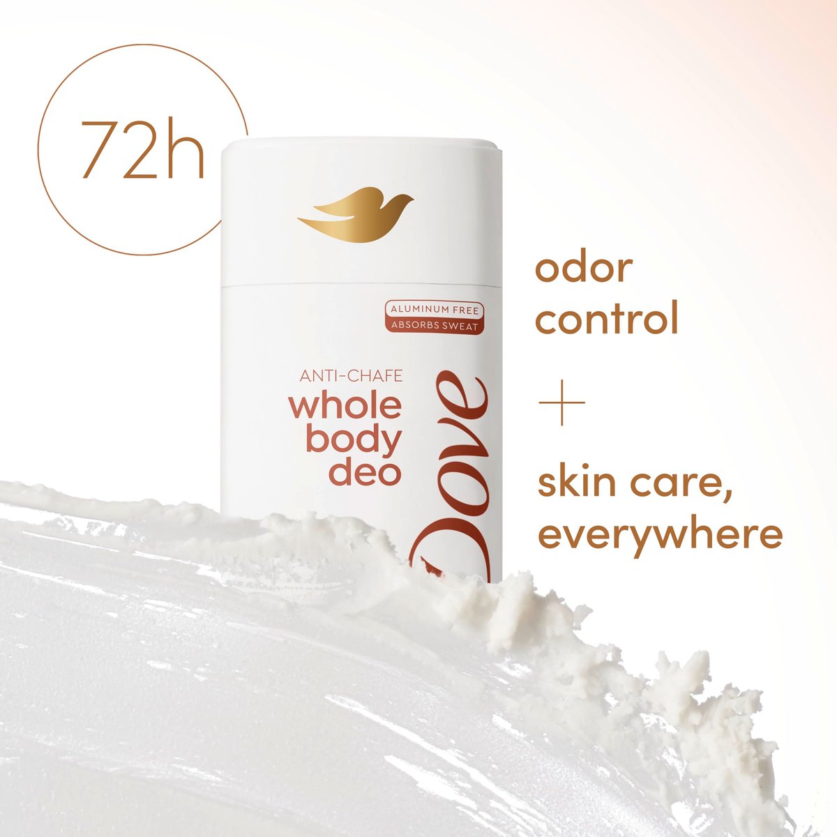 Dove Whole Body Deo Aluminum Free Anti-Chafe Deodorant Stick for Women, Coconut Vanilla, 2.4 oz - görsel 6
