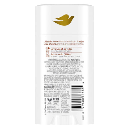 Dove Whole Body Deo Aluminum Free Anti-Chafe Deodorant Stick for Women, Coconut Vanilla, 2.4 oz