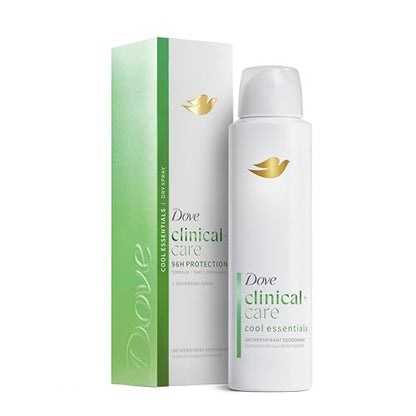 Dove Clinical + Care Antiperspirant Deodorant Dry Spray for Women Cool Essentials, 3.8 oz