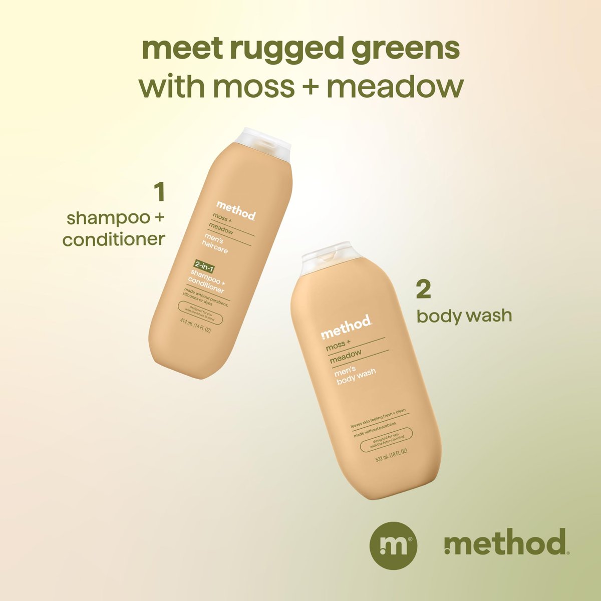 Method Men 2-in-1 Shampoo and Conditioner, Moss + Meadow - 14 oz - görsel 15