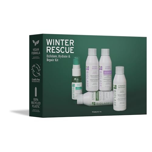 Biolage Winter Rescue Kit: Hydra Source & Strength Cure Mini Shampoo, Conditioner & Scalp Sync Concentrate for Healthy Scalp & Strong Hair Avelisse