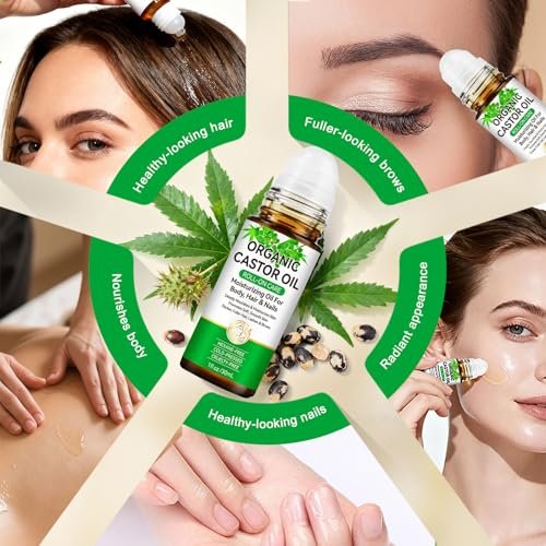 Acorn + Oak Organic Castor Oil 1 fl.oz – 100% Pure Cold Pressed for Hair Growth, Eyebrows & Eyelashes – Natural Moisturizer for Skin & Nails – Roll-On Glass Bottle - görsel 10