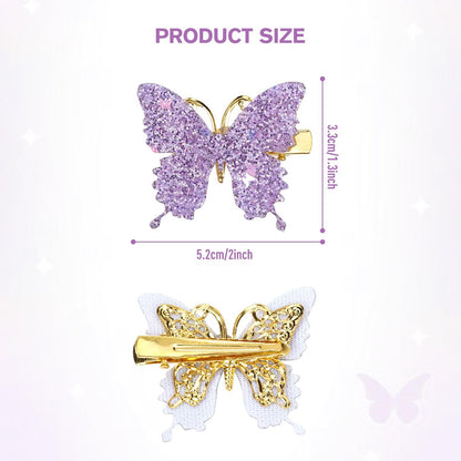 Dizila 36 Pieces / 18 Pairs 5.2 cm Y2K Fairy Glitter Sequin Butterfly Hair Clips for Girls Women - Multicolor Metal Barrettes