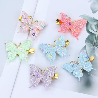 Dizila 36 Pieces / 18 Pairs 5.2 cm Y2K Fairy Glitter Sequin Butterfly Hair Clips for Girls Women - Multicolor Metal Barrettes