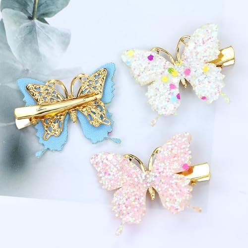 Dizila 36 Pieces / 18 Pairs 5.2 cm Y2K Fairy Glitter Sequin Butterfly Hair Clips for Girls Women - Multicolor Metal Barrettes - görsel 14