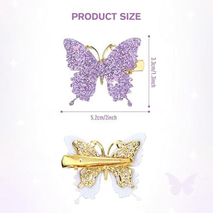 Dizila 36 Pieces / 18 Pairs 5.2 cm Y2K Fairy Glitter Sequin Butterfly Hair Clips for Girls Women - Multicolor Metal Barrettes