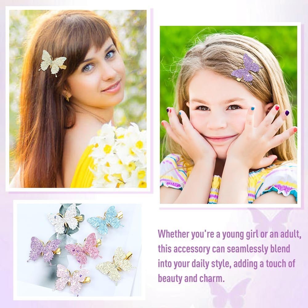 Dizila 36 Pieces / 18 Pairs 5.2 cm Y2K Fairy Glitter Sequin Butterfly Hair Clips for Girls Women - Multicolor Metal Barrettes - görsel 7
