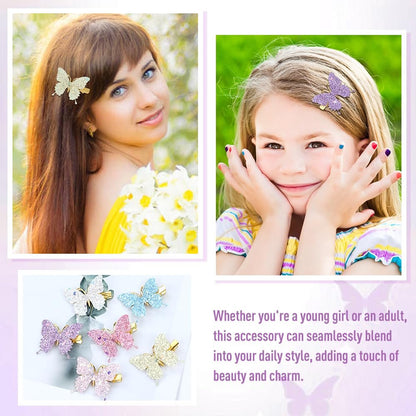 Dizila 36 Pieces / 18 Pairs 5.2 cm Y2K Fairy Glitter Sequin Butterfly Hair Clips for Girls Women - Multicolor Metal Barrettes