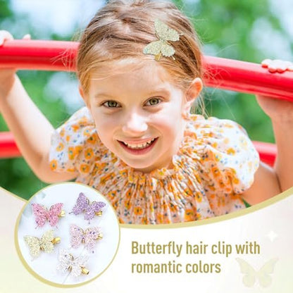 Dizila 36 Pieces / 18 Pairs 5.2 cm Y2K Fairy Glitter Sequin Butterfly Hair Clips for Girls Women - Multicolor Metal Barrettes