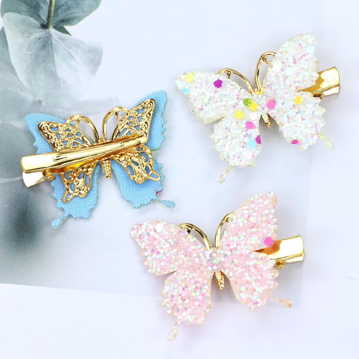 Dizila 36 Pieces / 18 Pairs 5.2 cm Y2K Fairy Glitter Sequin Butterfly Hair Clips for Girls Women - Multicolor Metal Barrettes - görsel 13