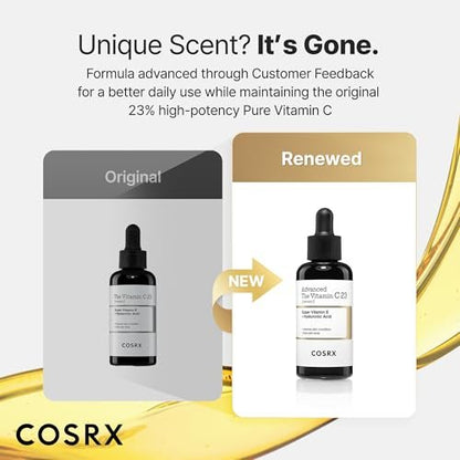 COSRX Advanced Pure Vitamin C 23% Serum with Vitamin E & Glutathione - Renewal Formula, Korean Vitamin C Serum for Fine Lines, Uneven Skin Tone & Dull Skin, 0.7 oz Avelisse