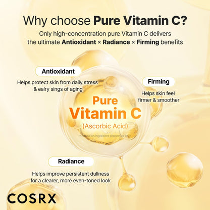 COSRX Advanced Pure Vitamin C 23% Serum with Vitamin E & Glutathione - Renewal Formula, Korean Vitamin C Serum for Fine Lines, Uneven Skin Tone & Dull Skin, 0.7 oz Avelisse