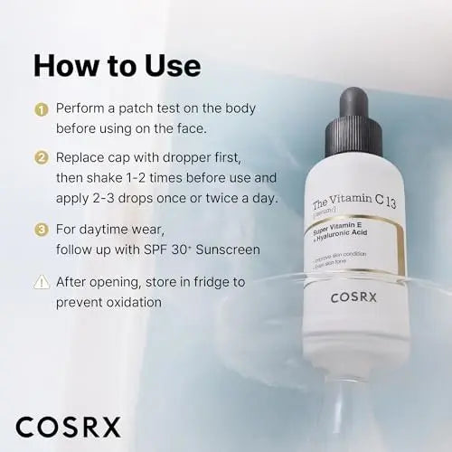 COSRX Pure Vitamin C 13% Serum with Vitamin E & Hyaluronic Acid - Hydrating Korean Facial Serum for Fine Lines, Uneven Skin Tone & Dull Skin, 0.67 fl oz Avelisse