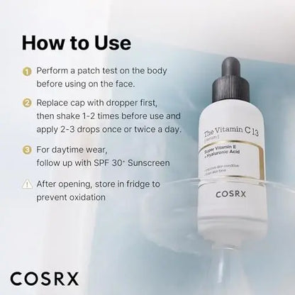 COSRX Pure Vitamin C 13% Serum with Vitamin E & Hyaluronic Acid - Hydrating Korean Facial Serum for Fine Lines, Uneven Skin Tone & Dull Skin, 0.67 fl oz Avelisse