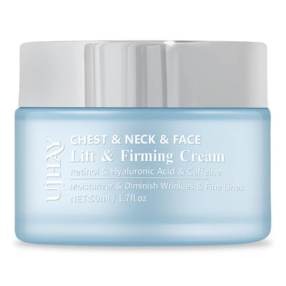 Retinol Neck Cream with Hyaluronic Acid & Caffeine - Anti-Aging Neck Firming Cream, Minimize Fine Lines & Sagging, 3-in-1 Moisturizer for Neck, Chest & Face (1.7 oz) Avelisse