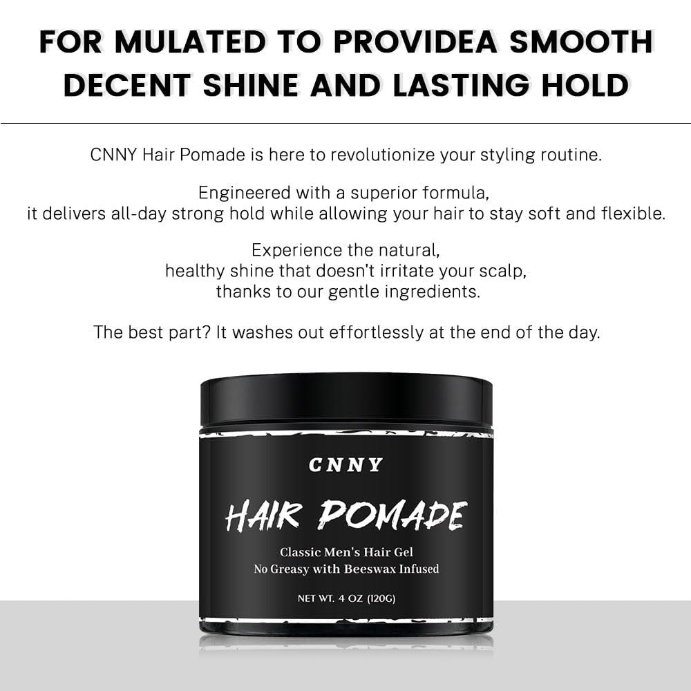 Crownnaturally CNNY Hair Pomade 4oz - Strong Hold & Medium Shine - Professional Barber Grade Styling Wax for Men - görsel 7