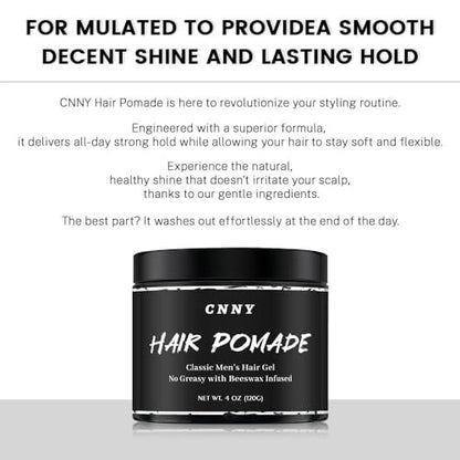 Crownnaturally CNNY Hair Pomade 4oz - Strong Hold & Medium Shine - Professional Barber Grade Styling Wax for Men