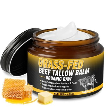 Wonshine Beef Tallow for Skin Cream – Grass-Fed Whipped Tallow & Honey Balm, Deep Nourishing Face Moisturizer 4.05 oz Avelisse