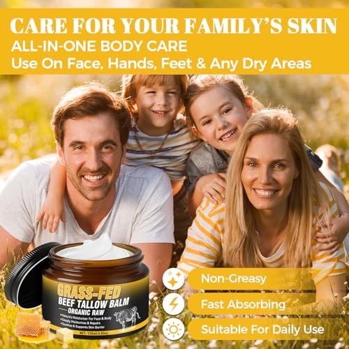 Wonshine Beef Tallow for Skin Cream – Grass-Fed Whipped Tallow & Honey Balm, Deep Nourishing Face Moisturizer 4.05 oz Avelisse