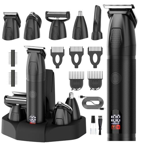 Bomxin Beard Trimmer for Men 6 in 1 Cordless Waterproof Electric Hair Clippers Mustache Body Face Trimmer All in One Grooming Kit with LED Display USB Rechargeable Avelisse