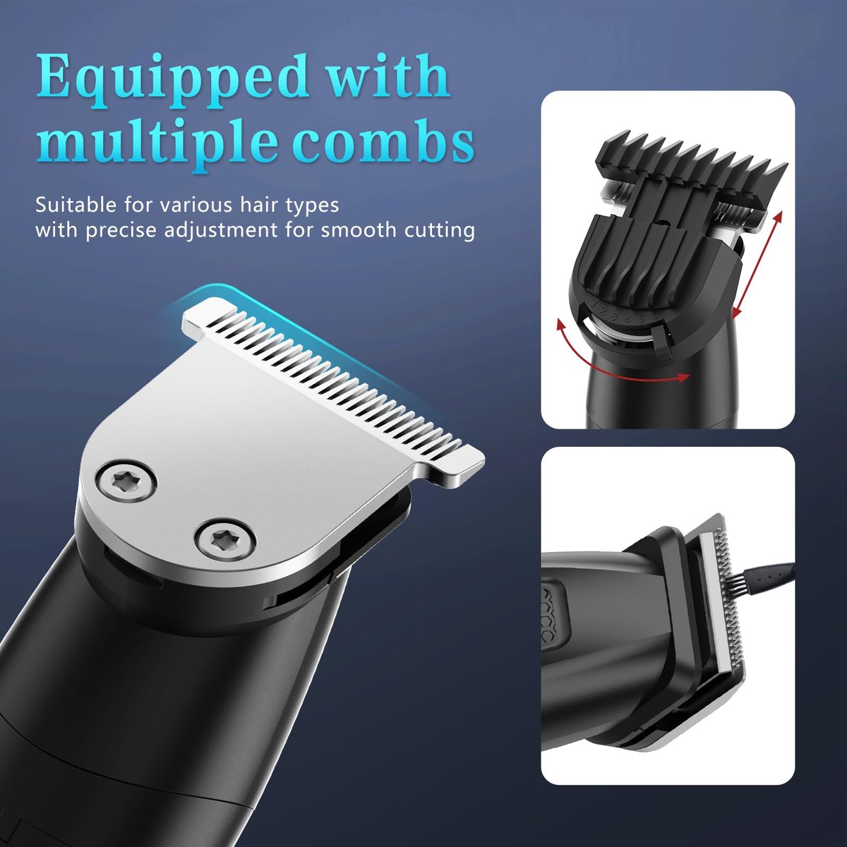Bomxin Beard Trimmer for Men 6 in 1 Cordless Waterproof Electric Hair Clippers Mustache Body Face Trimmer All in One Grooming Kit with LED Display USB Rechargeable Avelisse