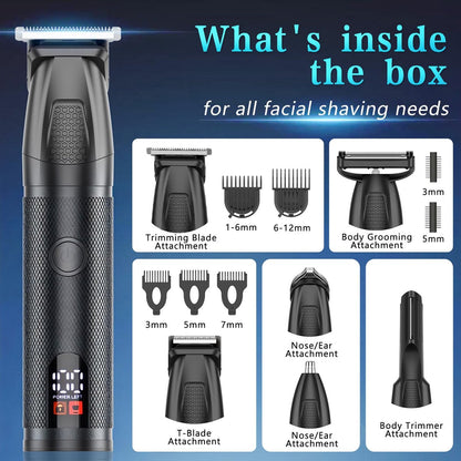 Bomxin Beard Trimmer for Men 6 in 1 Cordless Waterproof Electric Hair Clippers Mustache Body Face Trimmer All in One Grooming Kit with LED Display USB Rechargeable Avelisse