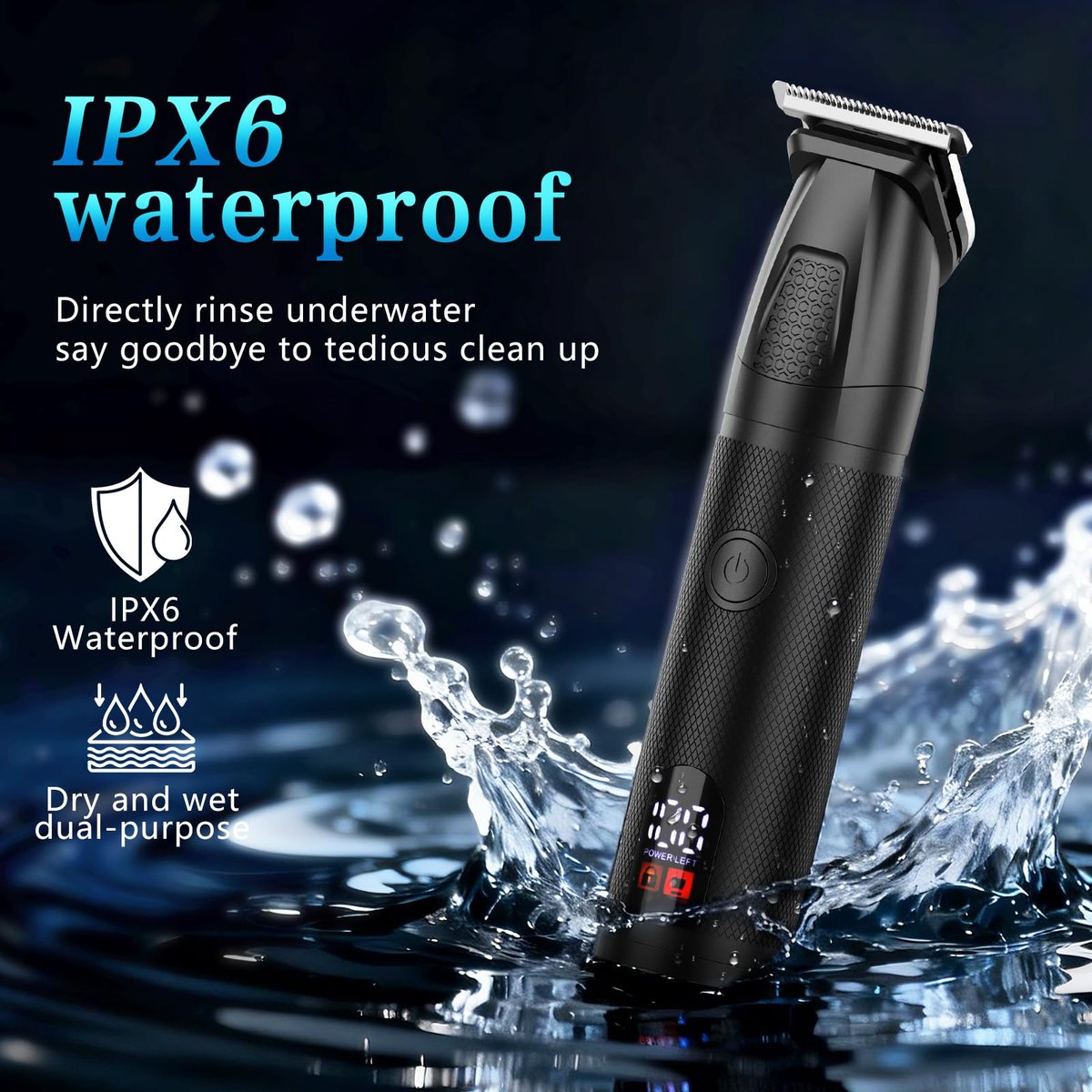 Bomxin Beard Trimmer for Men 6 in 1 Cordless Waterproof Electric Hair Clippers Mustache Body Face Trimmer All in One Grooming Kit with LED Display USB Rechargeable Avelisse