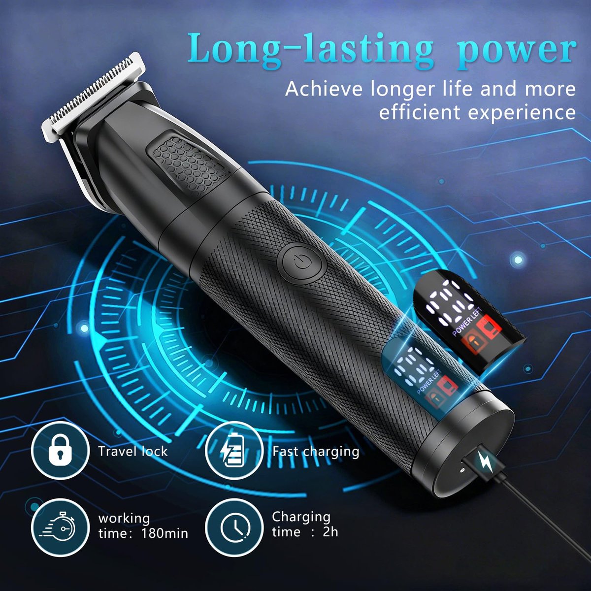 Bomxin Beard Trimmer for Men 6 in 1 Cordless Waterproof Electric Hair Clippers Mustache Body Face Trimmer All in One Grooming Kit with LED Display USB Rechargeable Avelisse