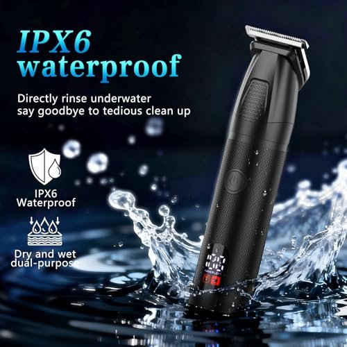 Bomxin Beard Trimmer for Men 6 in 1 Cordless Waterproof Electric Hair Clippers Mustache Body Face Trimmer All in One Grooming Kit with LED Display USB Rechargeable Avelisse