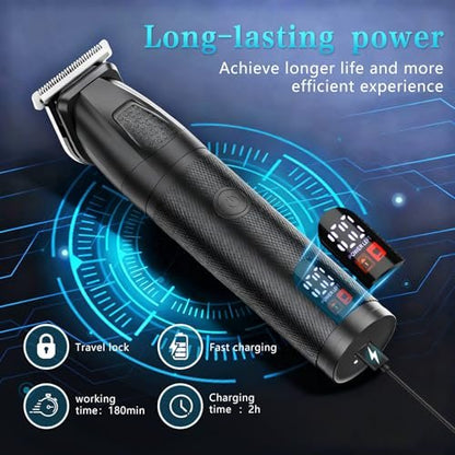 Bomxin Beard Trimmer for Men 6 in 1 Cordless Waterproof Electric Hair Clippers Mustache Body Face Trimmer All in One Grooming Kit with LED Display USB Rechargeable Avelisse
