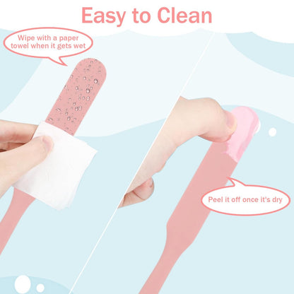 Non-Stick Silicone Waxing Spatulas - 4 Pack Reusable Hair Removal Applicators for Hard Wax, Eyebrow Wax Sticks - Home & Salon Use (Pink)