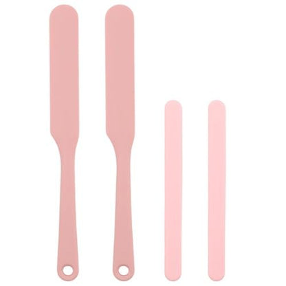 Non-Stick Silicone Waxing Spatulas - 4 Pack Reusable Hair Removal Applicators for Hard Wax, Eyebrow Wax Sticks - Home & Salon Use (Pink)