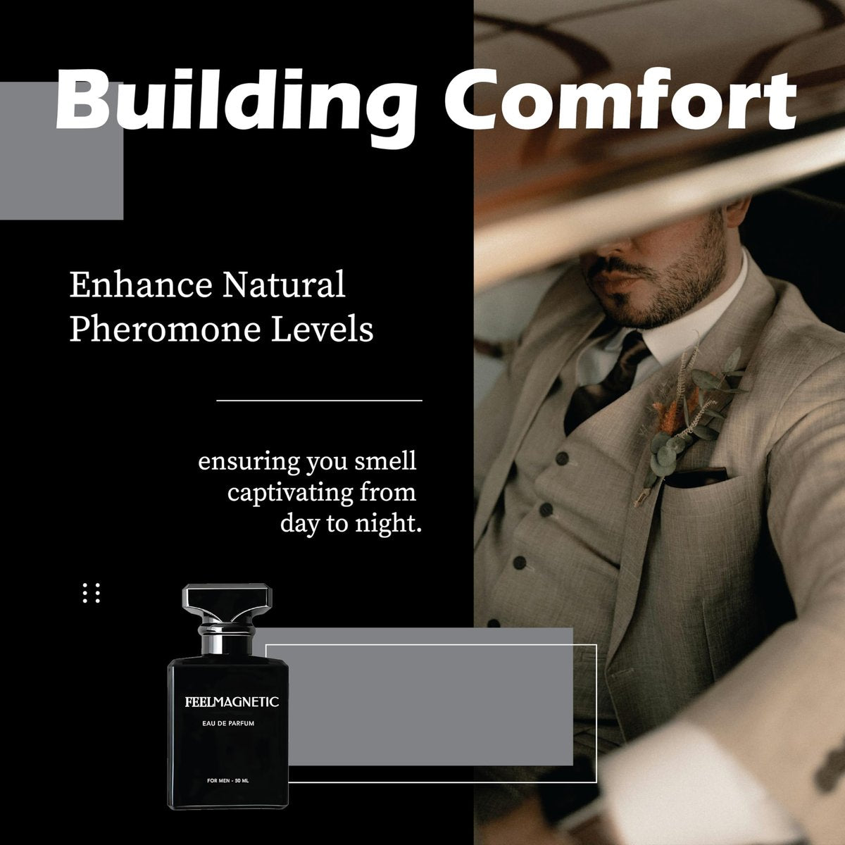 FeelMagnetic Perfume with Pheromones-Infused for Women & Men - Long-Lasting Social Confidence Unisex Fragrance 50ml Avelisse