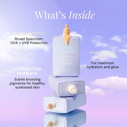 Naked Sundays CabanaGlow Sheer Tint Serum Drops SPF 50 Mineral Tinted Sunscreen - Non-Nano Zinc, Hyaluronic Acid & Skin-Perfecting Pigments, Lightweight Avelisse