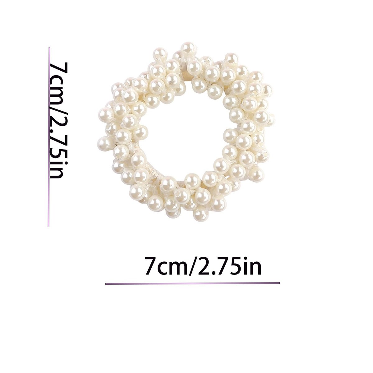 Cream White Pearl Hair Scrunchies - 2 Pack Beaded Ponytail Holders for Women Avelisse