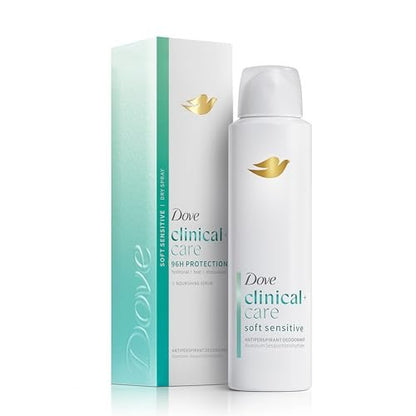Dove Clinical + Care Antiperspirant Deodorant Dry Spray for Women, Soft Sensitive, Hypoallergenic, 3.8 oz