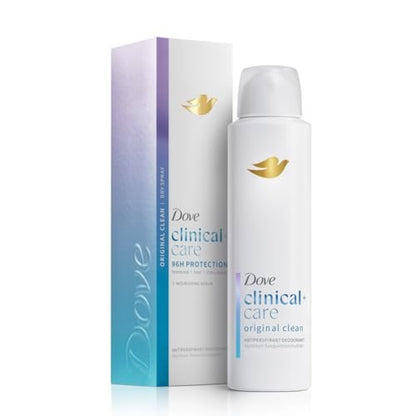 Dove Clinical + Care Antiperspirant Deodorant Dry Spray for Women Original Clean with Nourishing Serum, 3.8 oz