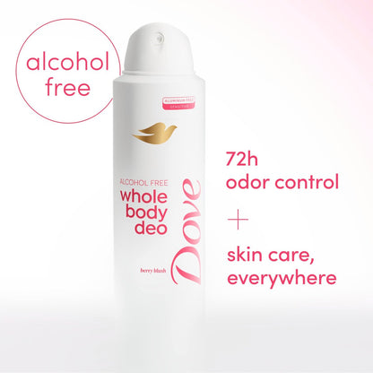 Dove Whole Body Deo Alcohol Free Deodorant Spray for Women, Berry Blush, 4 oz