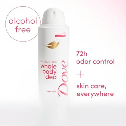 Dove Whole Body Deo Alcohol Free Deodorant Spray for Women, Berry Blush, 4 oz
