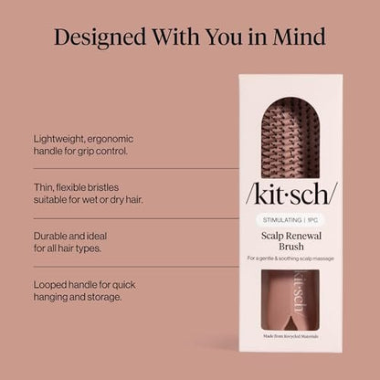 Kitsch Scalp Renewal Brush – Terracotta Exfoliating & Scalp Massager for Hair Growth, Gentle Head Massage Brush to Remove Buildup & Boost Circulation