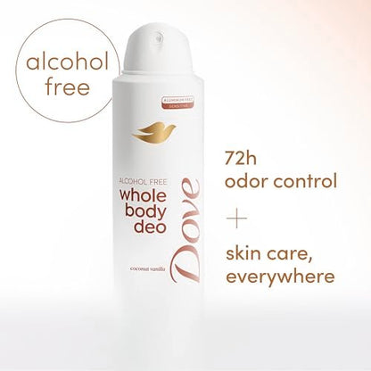 Dove Whole Body Deo Alcohol Free Deodorant Spray for Women, Coconut Vanilla, 4 oz Avelisse