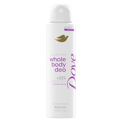Dove Whole Body Deo Alcohol Free Deodorant Spray for Women, 72-Hour Odor Control, Lavender Bloom, 4 oz
