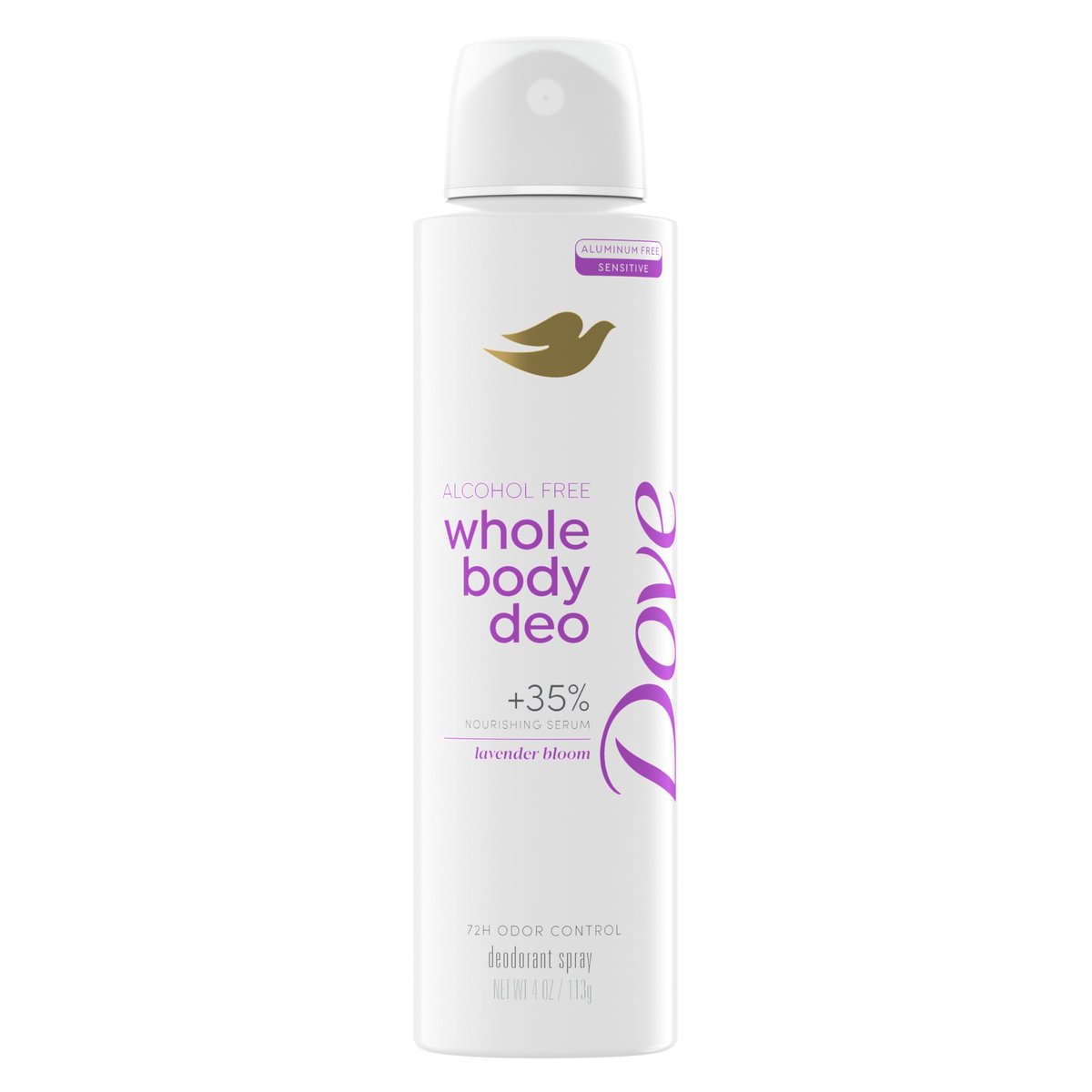 Dove Whole Body Deo Alcohol Free Deodorant Spray for Women, 72-Hour Odor Control, Lavender Bloom, 4 oz - görsel 1