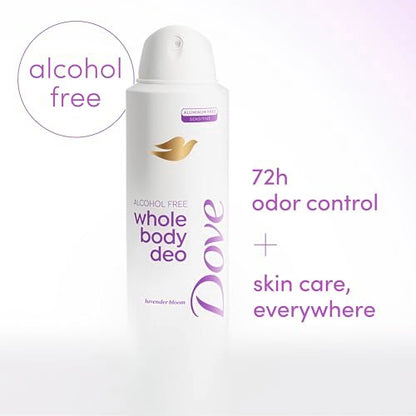 Dove Whole Body Deo Alcohol Free Deodorant Spray for Women, 72-Hour Odor Control, Lavender Bloom, 4 oz