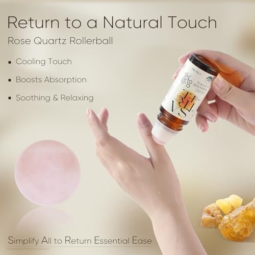 SATREE Organic Castor & Frankincense Oil Roll-On with Rose Quartz Rollerball - USDA Certified Essential Blend for Face & Body, Anti-Aging, Dark Circles (1.7 fl oz) Avelisse