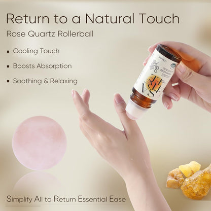 SATREE Organic Castor & Frankincense Oil Roll-On with Rose Quartz Rollerball - USDA Certified Essential Blend for Face & Body, Anti-Aging, Dark Circles (1.7 fl oz) Avelisse