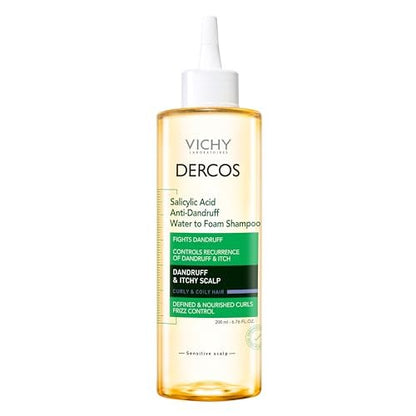 VICHY Dercos Anti-Dandruff Shampoo with Salicylic Acid – Water to Foam Formula for Itchy Scalp & Curly Hair – Sulfate Free, Frizz Control, 6.76 Fl Oz Avelisse